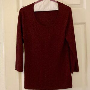 Excellent Condition, SZ L, Coldwater Creek, Shimmer Top, Burgundy